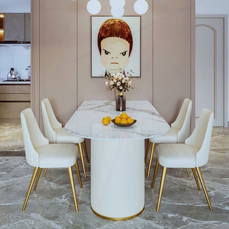 Sintered Stone Fixed Dining Table Luxury Free Form Kitchen Room Clearhalo 'Dining Tables & Seating' 'Dining Tables' 'dining_table' 'furn' 'furn_dining_table' 'Furniture' 'Kitchen & Dining Furniture' 1200x1200_28af31a5-c1e6-45d2-a551-8a6c831ac568