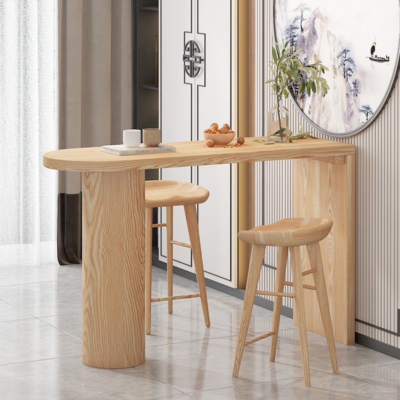 Pine Wood Bar Dining Table Contemporary Bar Table with Sled Base Clearhalo 'Bar Furniture' 'Bar Tables' 'bar_tables' 'furn' 'furn_bar_tables' 'Furniture' 'furniture_bar_tables' 'Kitchen & Dining Furniture' 1200x1200_28af959f-8781-45e1-9f6c-a51f871e5392