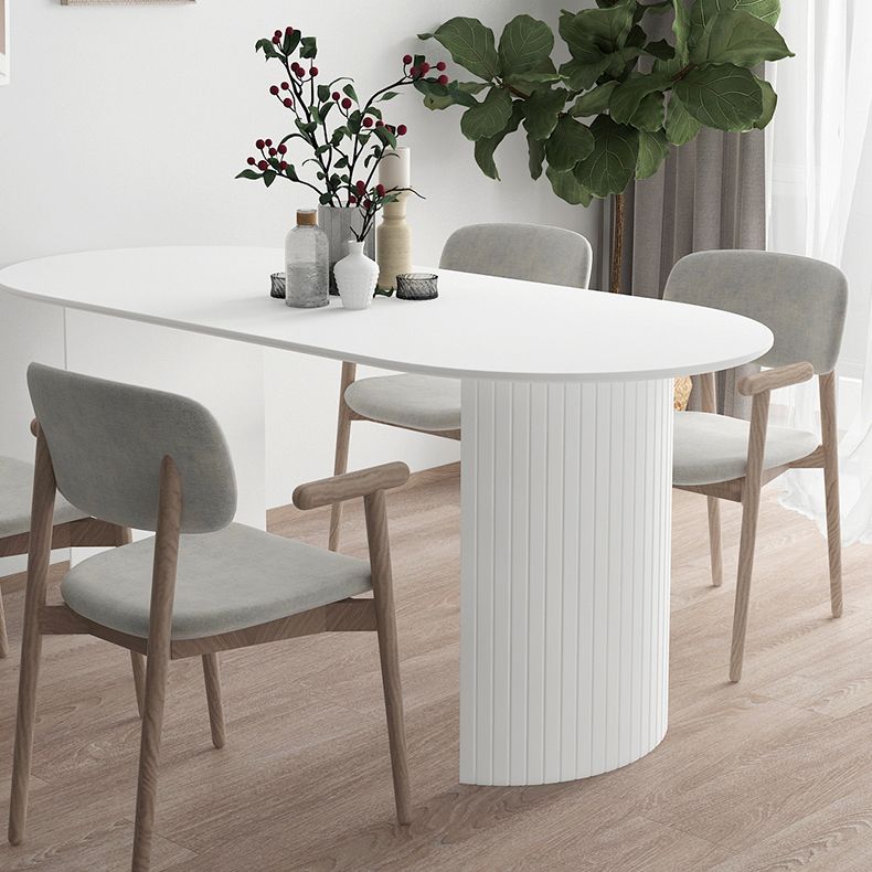 Stone Top Table Contemporary Dining Table with Sled Base in White Clearhalo 'Dining Tables & Seating' 'Dining Tables' 'dining_table' 'Furniture' 'furniture_dining_table' 'Kitchen & Dining Furniture' 'kitchen' 'kitchen_dining_table' 1200x1200_28b04a9b-b7d5-4ac0-ac59-da262ff78de9