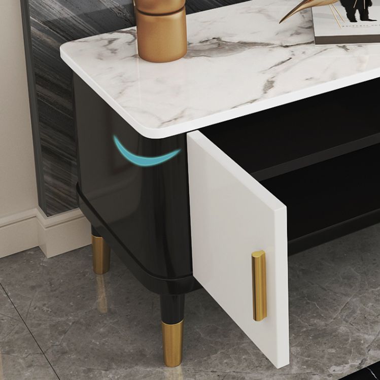 Witte stenen top tv-kast luxueuze 1-open plank tv-standconsole met kasten