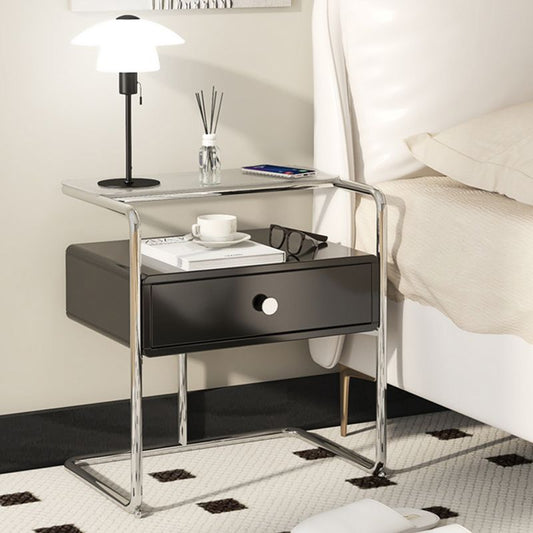 1 Regalglas Top Nachttisch zeitgenössischer Schubladen Aufbewahrungstisch, 20,5 "groß