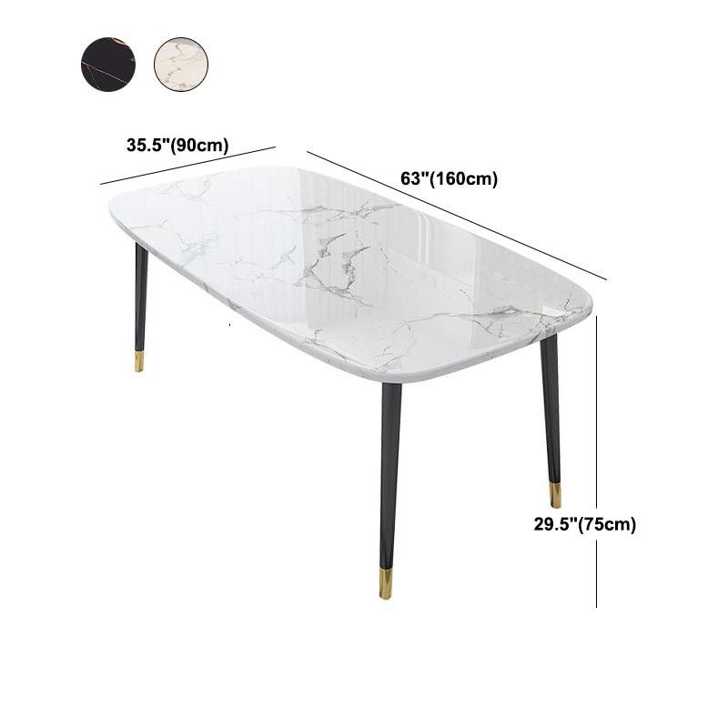 Glam Matte Finish Marble Table Home Rectangle Dining Table with 4 Legs Clearhalo 'Dining Tables & Seating' 'Dining Tables' 'dining_table' 'Furniture' 'furniture_dining_table' 'Kitchen & Dining Furniture' 'kitchen' 'kitchen_dining_table' 1200x1200_28b273eb-8eff-4096-852a-0f87355dc693