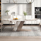 White Stone Top Table for Dining Room Traditional Luxury Rectangle Dining Table