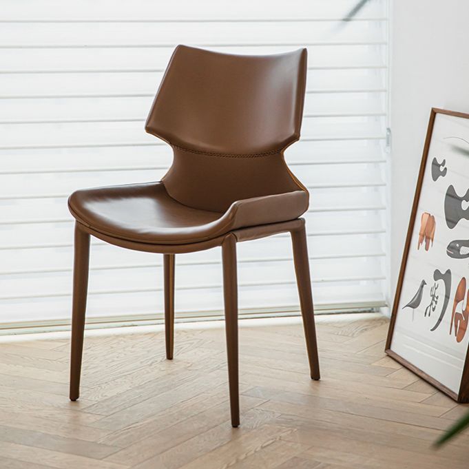 Modern Simple Side Chair Faux Leather Armless Dining Chair for Home Use