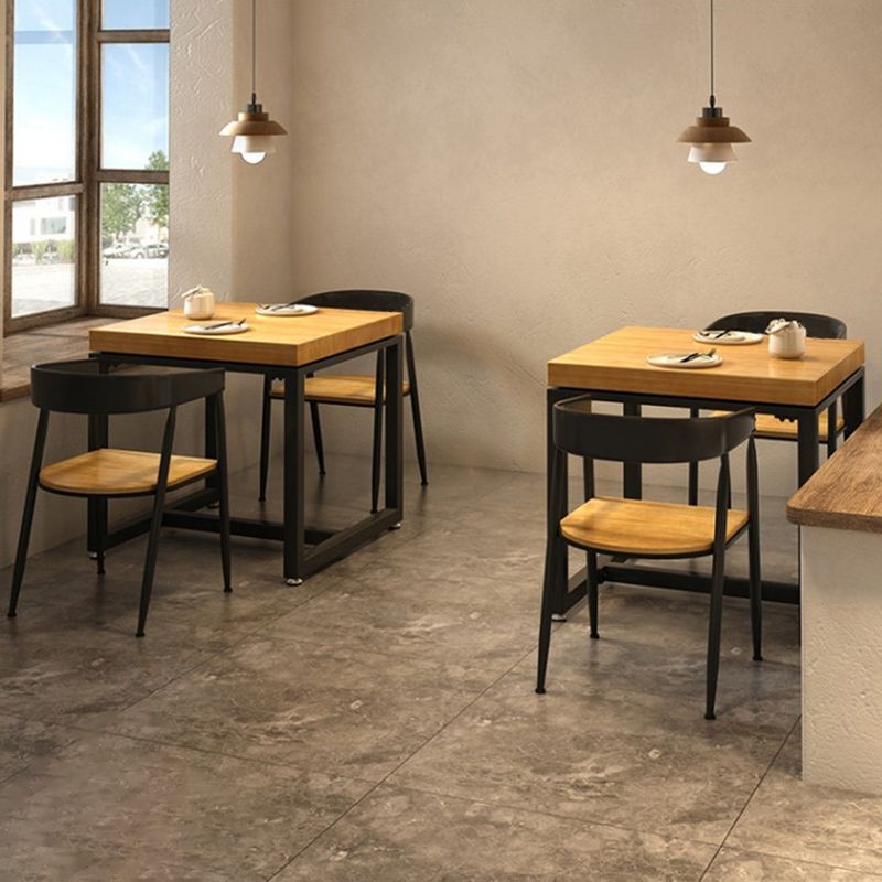 Metal Industrial Square Dining Table Pine Solid Wood Top Table with Trestle Base Clearhalo 'Dining Tables & Seating' 'Dining Tables' 'dining_table' 'furn' 'furn_dining_table' 'Furniture' 'Kitchen & Dining Furniture' 1200x1200_28ba3780-752c-4952-8c03-0ecce094e5c5
