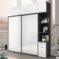 Contemporary White Storage Cabinet Mirrored Finish Cabinet with Sliding Door