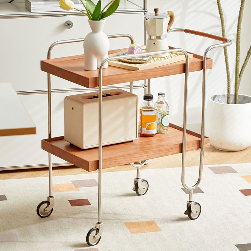 Scandinavian Solid Wood Side Table Tray Top Side End Table with Wheels