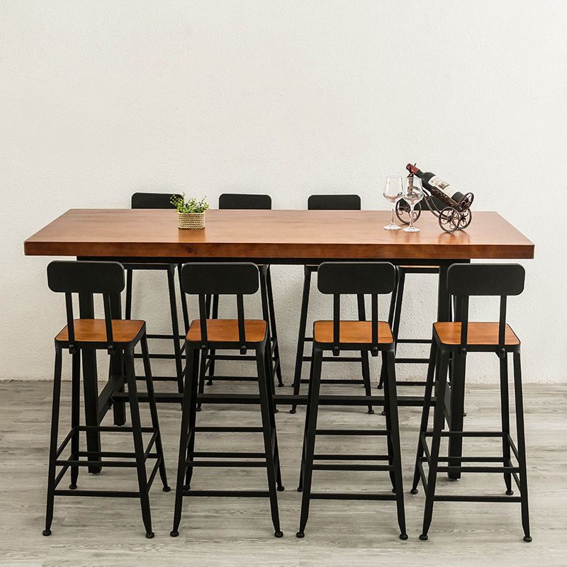 Wood Top Bar Dining Table Traditional Luxury Rectangle Bar Table with Trestle Base Clearhalo 'Bar Furniture' 'Bar Tables' 'bar_tables' 'furn' 'furn_bar_tables' 'Furniture' 'furniture_bar_tables' 'Kitchen & Dining Furniture' 1200x1200_28c20df3-c7e5-432b-89b1-8be7ae59f010