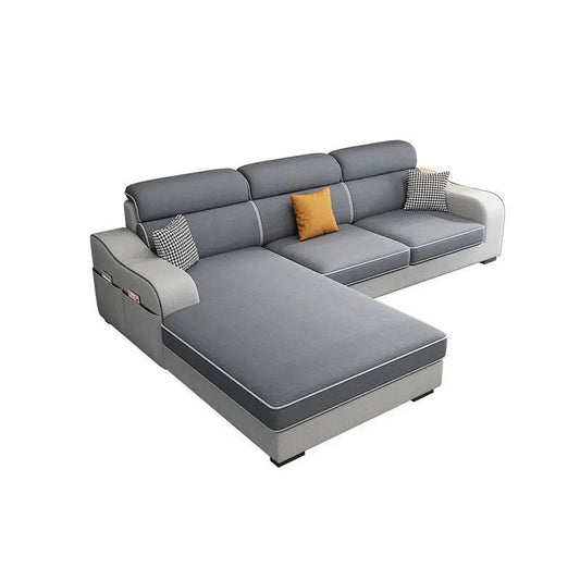 L-Shape Modular Reversible Faux Leather/Linen Furniture Sectionals Clearhalo 'furn' 'furn_sectionals' 'Furniture' 'furniture_sectionals' 'Living Room Furniture' 'Sectionals' 1200x1200_28c2185f-037c-469a-8690-5be3e12dad37