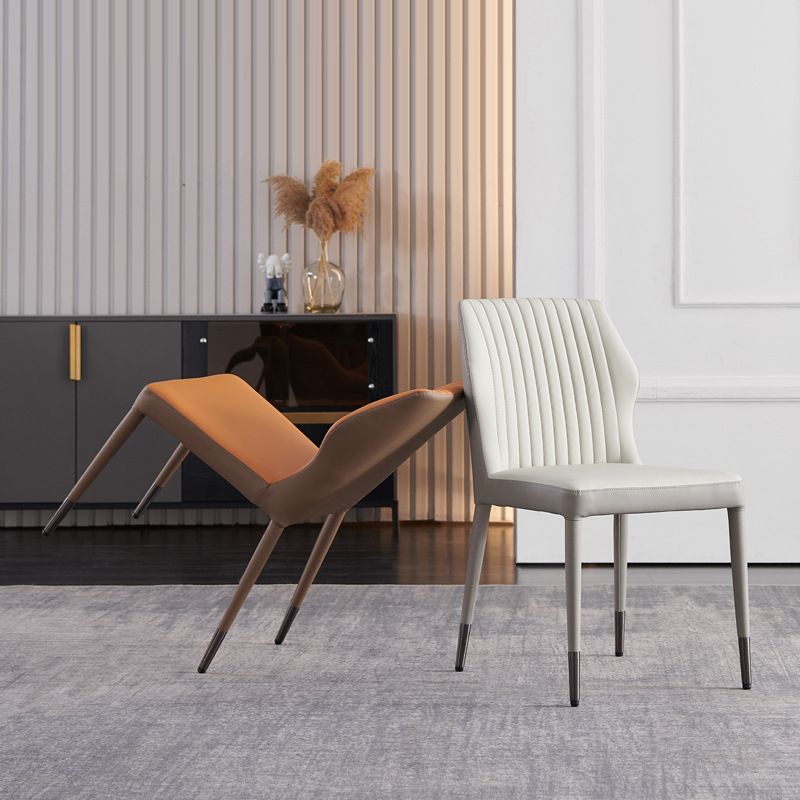 Modern Style Armless Side Chairs Solid Back Leather Dining Chairs for Kitchen (Set of 2) Clearhalo ' kitchen&dining_furn' 'Dining Chairs' 'Dining Tables & Seating' 'dining_chair' 'furn' 'furn_dining_chair' 'Furniture' 'furniture_dining_chair' 'Kitchen & Dining Furniture' 'kitchen' 1200x1200_28c297ec-8db6-4ad6-aa0d-abb3c4fb6a0e