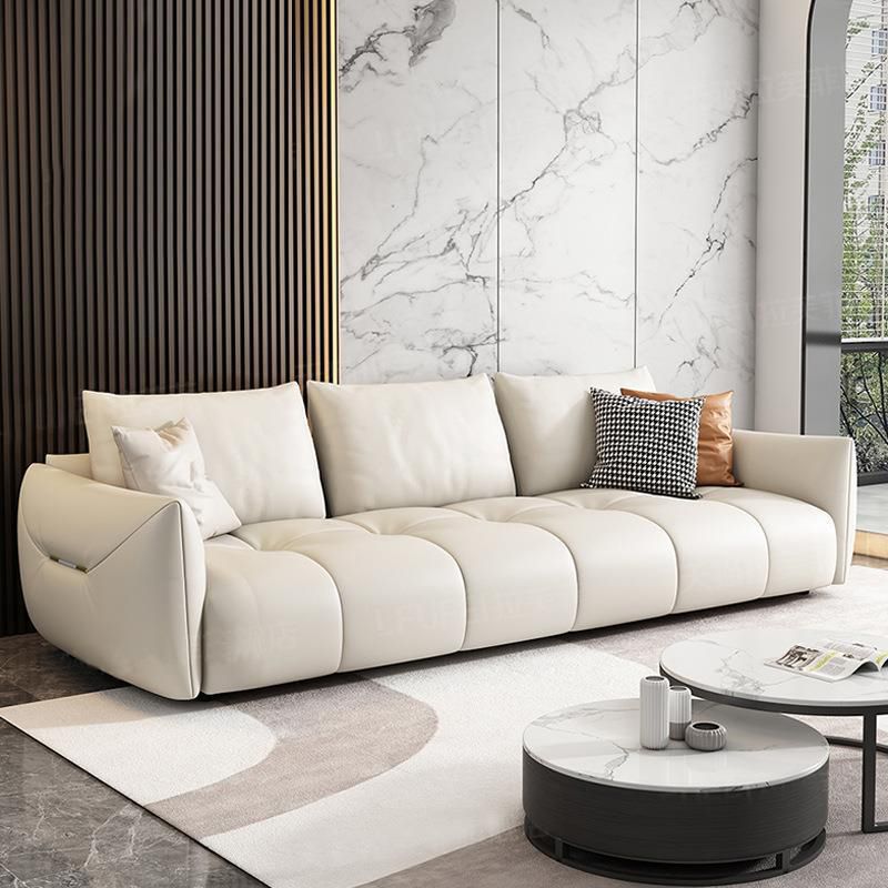 Eigentijdse faux lederen woonkamer vierkante arm kussens zitplaatsen