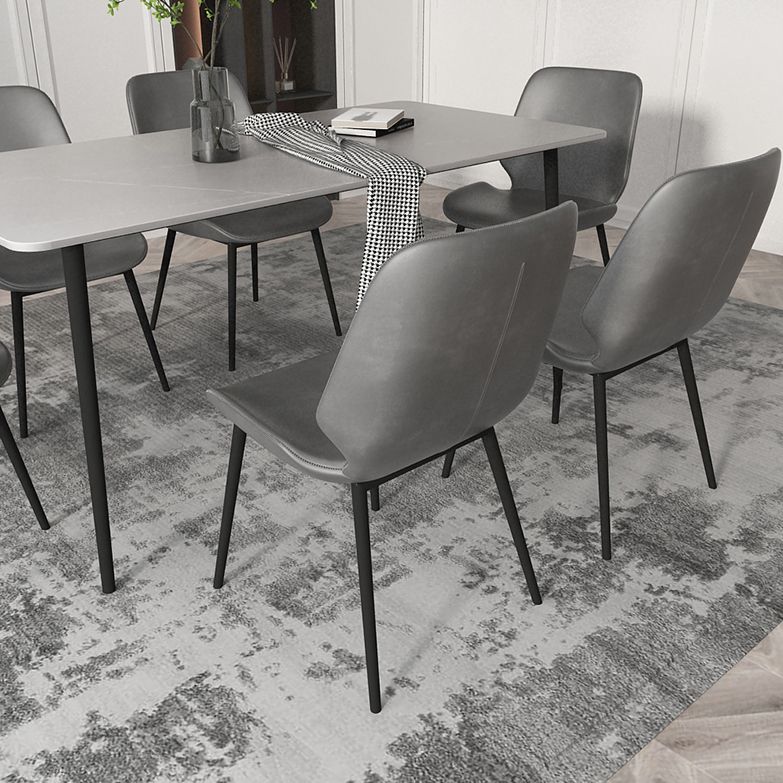 Set da pranzo moderno grigio Set tavolo da pranzo rettangolare da 1/4/7 pezzi con piano in pietra
