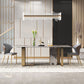 Luxuriöses rechteckiges Esszimmer-Set, 1/2/3/5/6/7/9-teilig, Esstisch-Set mit gesinterter Steinplatte
