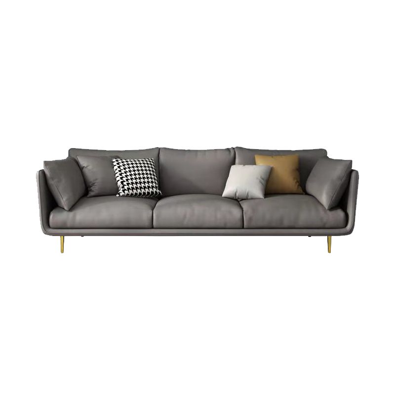 Imitation Leather Sofa with Pillow Back Square Armrest Latex Seat Filled with Wood Clearhalo 'Furniture' 'furniture_sofas' 'kitchen' 'kitchen_sofas' 'Living Room Furniture' 'Sofa' 'sofas' 1200x1200_28c5e65e-2b11-4b91-81e7-bc6b263f957e