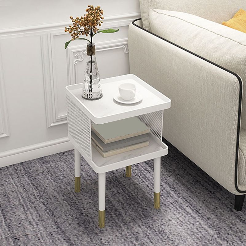 23 Inch H Nightstand Modern Open Storage Stone Top Legs Included Night Table