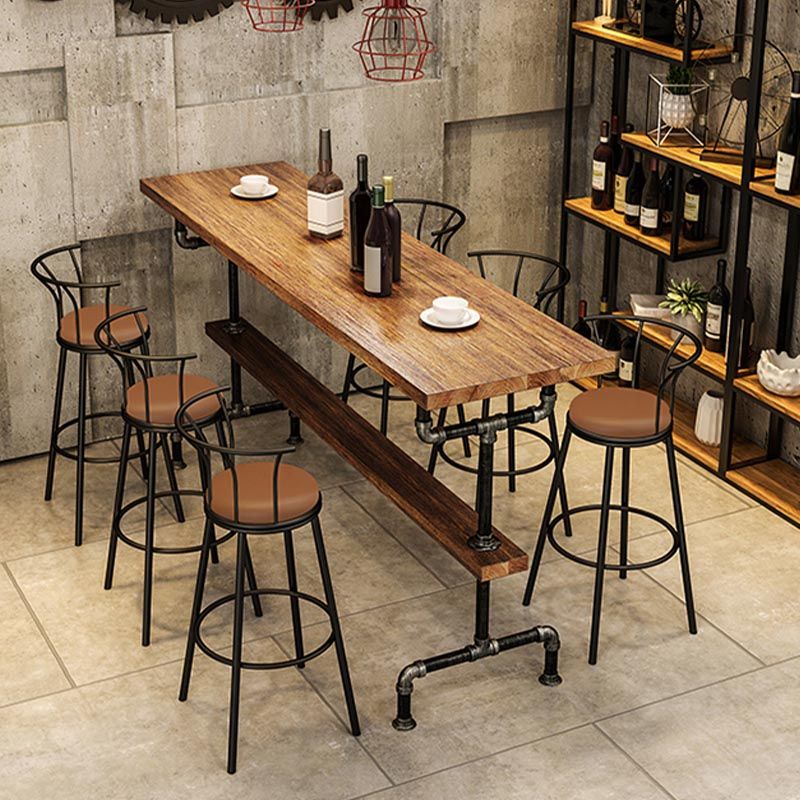 Rectangle Bar Dining Table Contemporary Bar Table with Black Trestle Base Clearhalo 'Bar Furniture' 'Bar Tables' 'bar_tables' 'furn' 'furn_bar_tables' 'Furniture' 'Kitchen & Dining Furniture' 1200x1200_28c69468-a9c3-4f35-a5da-d777354e0d2b