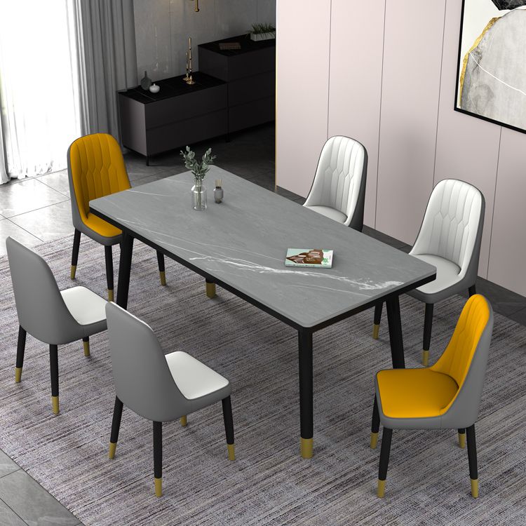 Dining Room Set Nordic Sintered Stone Rectangular Dining Table with Trestle Base Clearhalo 'Dining Room Sets' 'Dining Tables & Seating' 'dining_room_set' 'furn' 'furn_dining_room_set' 'Furniture' 'furniture_dining_room_set' 'Kitchen & Dining Furniture' 'kitchen&dining_furn' 'kitchen' 1200x1200_28c88cce-f721-41a9-b6cc-18f62329c200