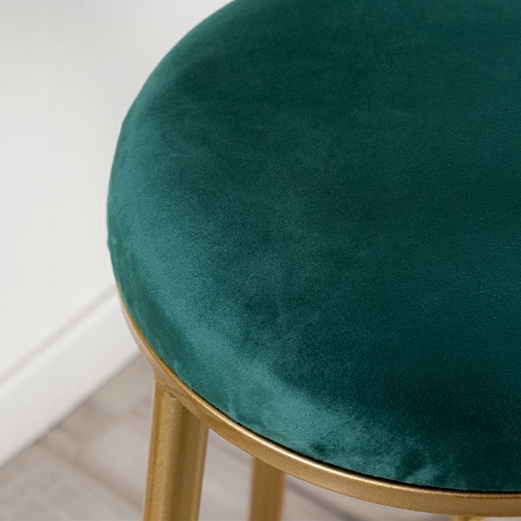Glam Metal Barstool Fabric Cushion Velvet Stool in Matte Finish for Indoor