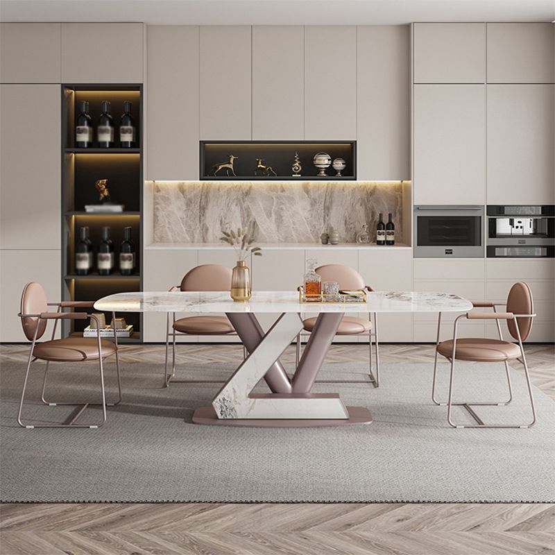 Nordic Glam Style 1/4/5/7 Pieces Dining Sintered Stone Dining Table Set with Metal Legs Clearhalo 'Dining Room Sets' 'Dining Tables & Seating' 'dining_room_set' 'furn' 'furn_dining_room_set' 'Furniture' 'furniture_dining_room_set' 'Kitchen & Dining Furniture' 1200x1200_28c92f2b-9158-4478-898f-3592e28a2864