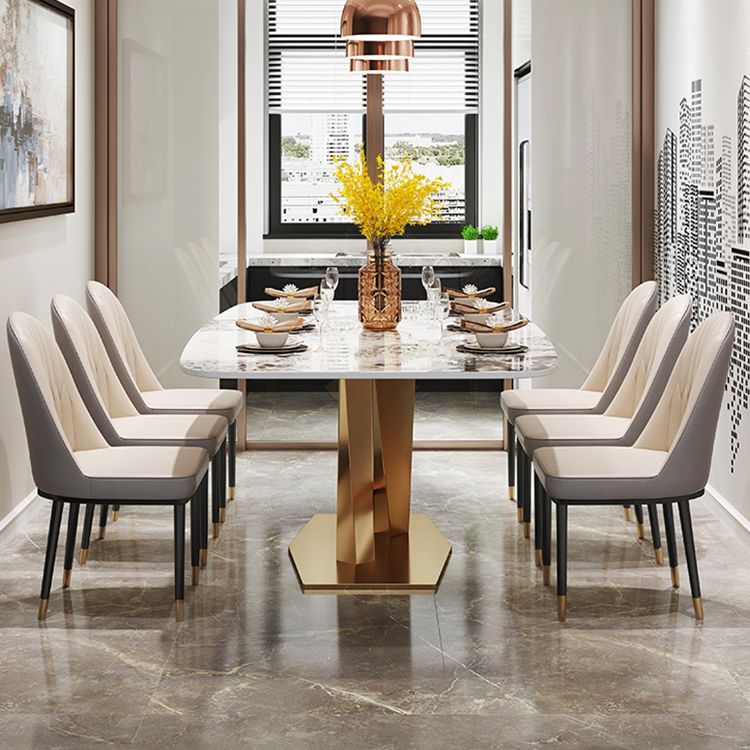 Traditional Luxury Dining Table Rectangle Sintered Stone Table with Gold Frame for Home Clearhalo ' dining_table' 'Dining Tables & Seating' 'Dining Tables' 'furn' 'furn_dining_table' 'Furniture' 'furniture_dining_table' 'Kitchen & Dining Furniture' 'kitchen&dining_furn' 'kitchen' 'kitchen_dining_table' 1200x1200_28c95f68-1c94-4ea7-ab92-75e020166396