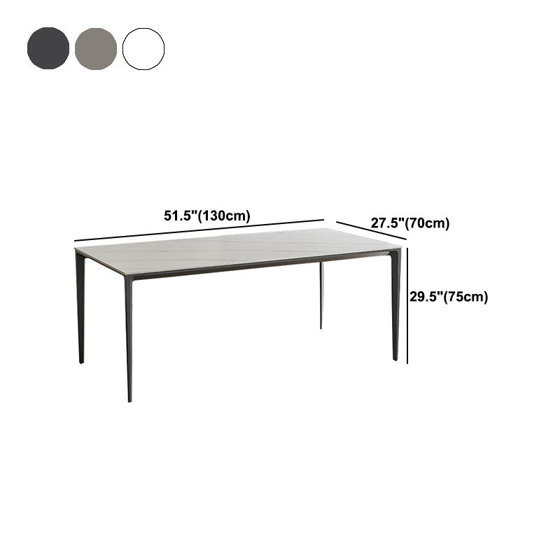 Modern Stone Top Rectangle Dinette Table Metal Base Dining Table in White Clearhalo 'Dining Tables & Seating' 'Dining Tables' 'dining_table' 'furn' 'furn_dining_table' 'Furniture' 'furniture_dining_table' 'Kitchen & Dining Furniture' 'kitchen' 'kitchen_dining_table' 1200x1200_28ca1239-1d06-4a9f-bc31-8eecac08144c