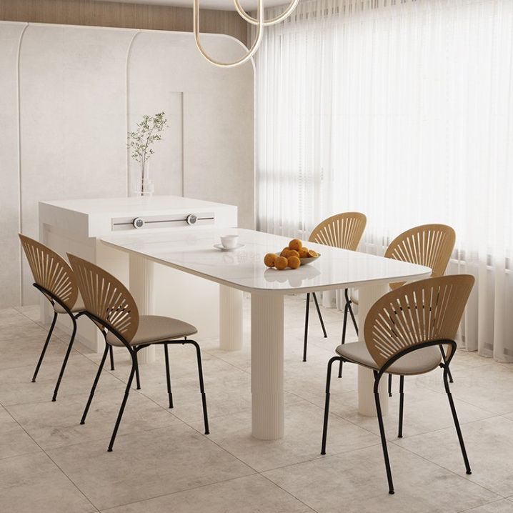 Modern Style Dining Table Rectangle Stone White Dining Table with 4 Legs Clearhalo 'Dining Tables & Seating' 'Dining Tables' 'dining_table' 'furn' 'furn_dining_table' 'Furniture' 'furniture_dining_table' 'Kitchen & Dining Furniture' 'kitchen' 'kitchen_dining_table' 1200x1200_28cbb884-fb48-4844-abab-d1cd62c1ad4c