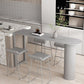 Cafe and Break-room Bistro Accent Dining Table Modern Stone Double Pedestal Counter Table Clearhalo 'Bar Furniture' 'Bar Tables' 'bar_tables' 'furn' 'furn_bar_tables' 'Furniture' 'furniture_bar_tables' 'Kitchen & Dining Furniture' 'kitchen&dining_furn' 'kitchen' 1200x1200_28cca6df-c091-461e-8bee-f1a2afc52af3