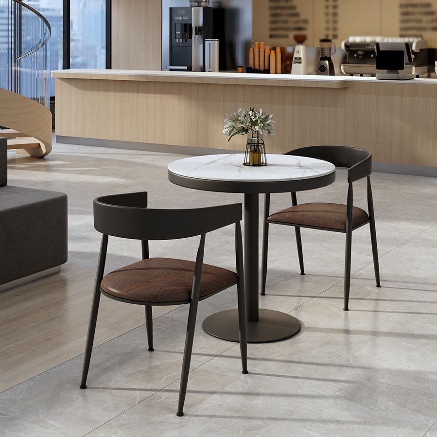 Metalen moderne ronde eettafel Gesinterde stenen tafel voor eetkamer en keuken