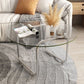 Contemporary Round Glass Top Coffee Table with Steel Sled Legs Clearhalo 'Coffee & Accent Tables' 'Coffee Tables' 'coffee_tables' 'furn' 'furn_coffee_tables' 'Furniture' 'Living Room Furniture' 1200x1200_28cec4cf-6acb-44dd-964f-d4081e8c389b