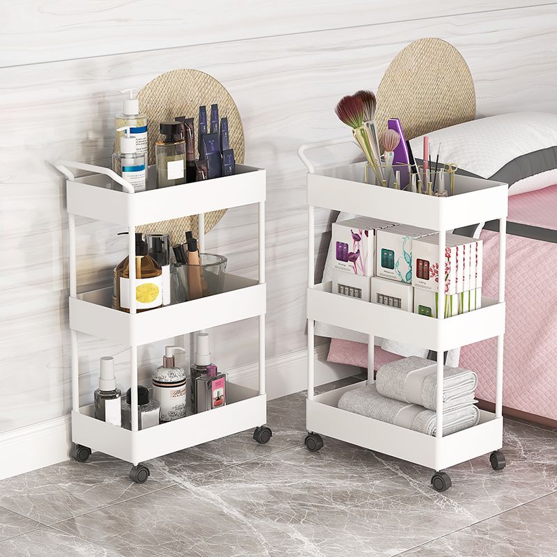 Rectangular Open Bookcase Modern Metal Bookshelf with Casters