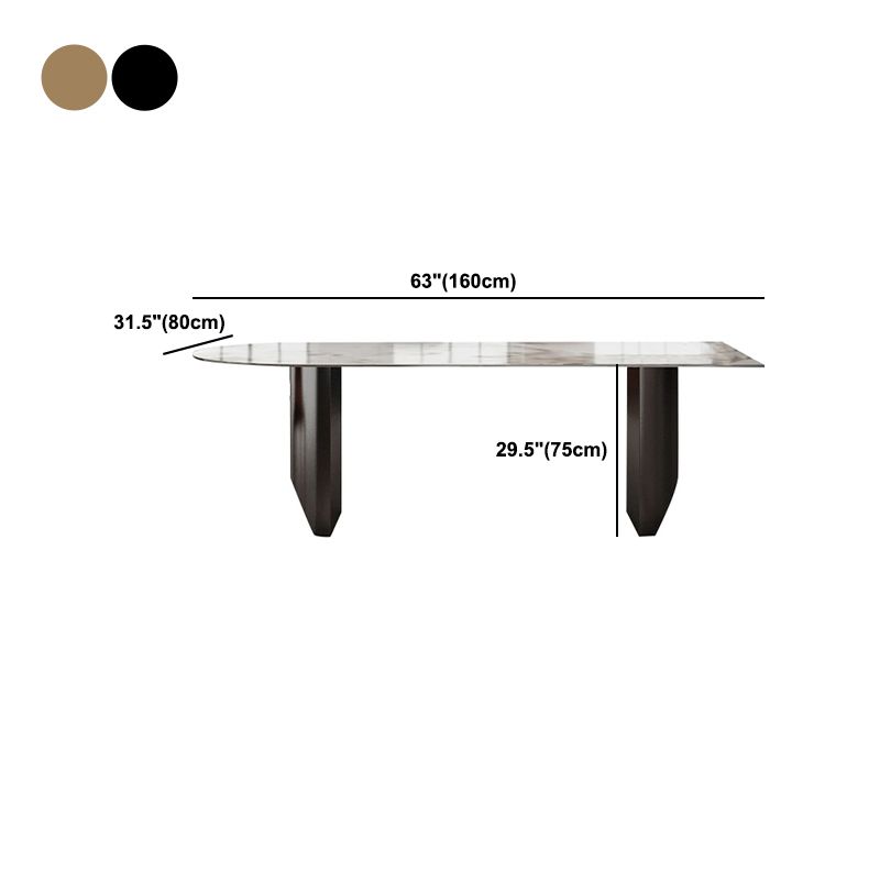 Sintered Stone Dining Table Traditional Luxury Double Pedestal Table for Kitchen Clearhalo 'Dining Tables & Seating' 'Dining Tables' 'dining_table' 'furn' 'furn_dining_table' 'Furniture' 'furniture_dining_table' 'Kitchen & Dining Furniture' 'kitchen' 'kitchen_dining_table' 1200x1200_28d04387-1dbe-4035-bd8b-957c1be1069c