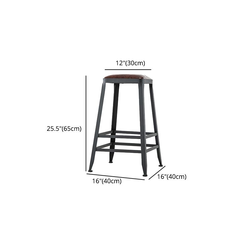 Industrial Leather Bar and Counter Stool Square Stool with 4 Legs Clearhalo 'Bar Furniture' 'Bar Stools' 'bar_stools' 'furn' 'furn_bar_stools' 'Furniture' 'Kitchen & Dining Furniture' 1200x1200_28d064cd-6000-4f48-b59e-7b52bf83f3fd