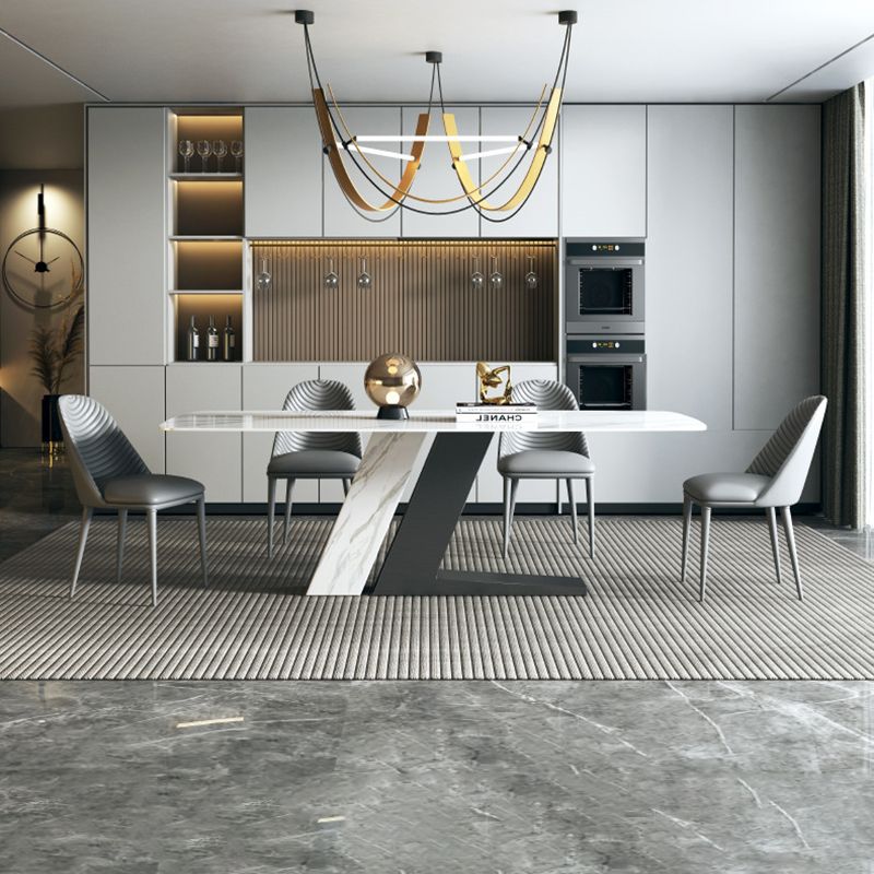 Set da tavolo rettangolo di pietra sinterizzato in stile contemporaneo set 1/4/5/7