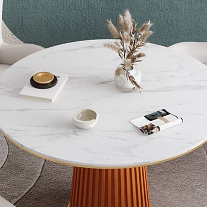 Glam Stone Dining Table Round Iron Table with Pedestal Casual Base Clearhalo 'Dining Tables & Seating' 'Dining Tables' 'dining_table' 'furn' 'furn_dining_table' 'Furniture' 'furniture_dining_table' 'Kitchen & Dining Furniture' 'kitchen' 'kitchen_dining_table' 1200x1200_28d1eaea-96f8-4353-ab5e-f4f1e9d77647