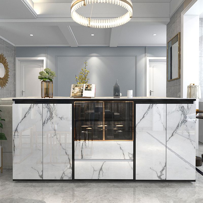 Armoires Glam Dining Buffet Portes en verre de 2 titres Buffet du buffet