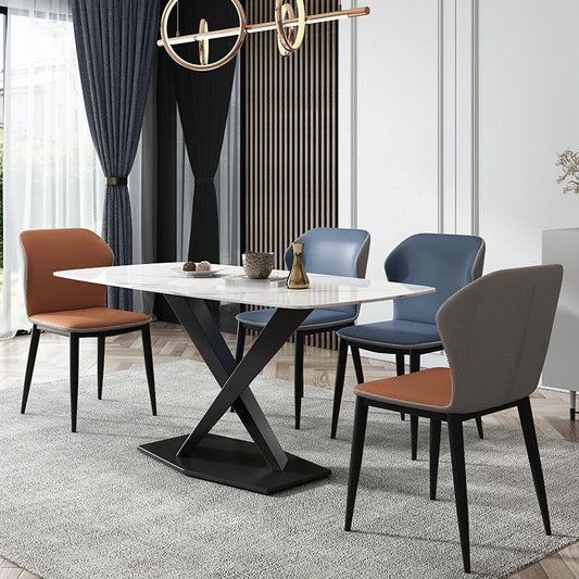 Sedia parsons di wingback in stile industriale sedie da pranzo in pelle finta per cucina
