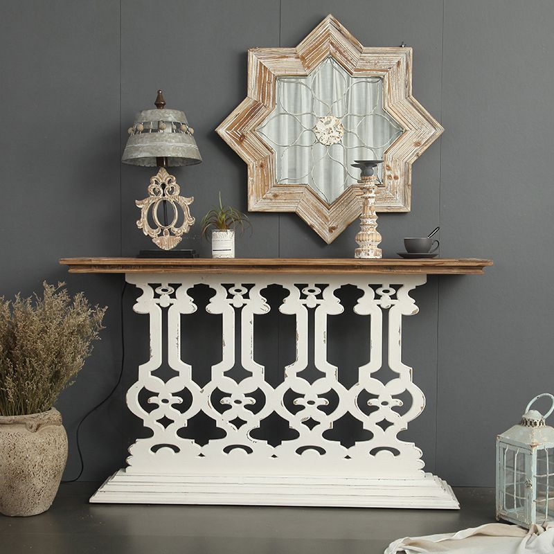 Tavolo da accento in legno di campagna francese tavolo di divano console rettangolare per sala