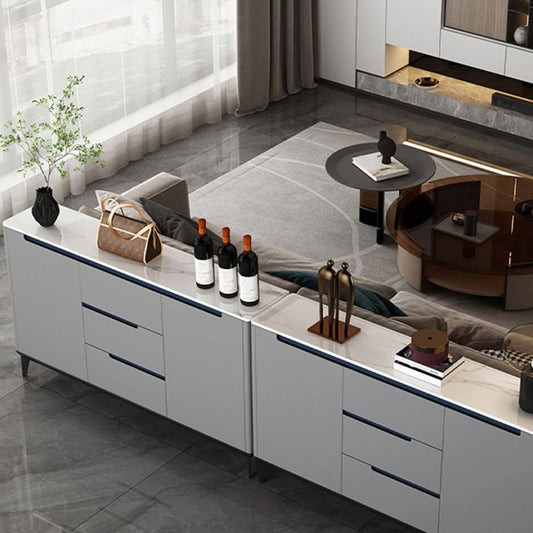 Contemporaneo a buffet da pranzo in pietra di credenza con armadi e cassetti