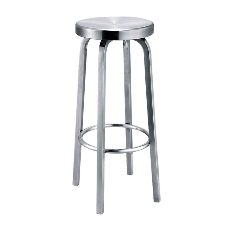 Silver Glossy Brushed Barstool Stainless Steel Outdoor Bar Stool with Round Seat 1 Piece Clearhalo 'Bar Furniture' 'Bar Stools' 'bar_stools' 'furniture_bar_stools' 'Kitchen & Dining Furniture' 'kitchen&dining_furn' 'kitchen' 'kitchen_furn' Furniture' 1200x1200_28d3d568-9211-4511-b024-6d5d7de018fd