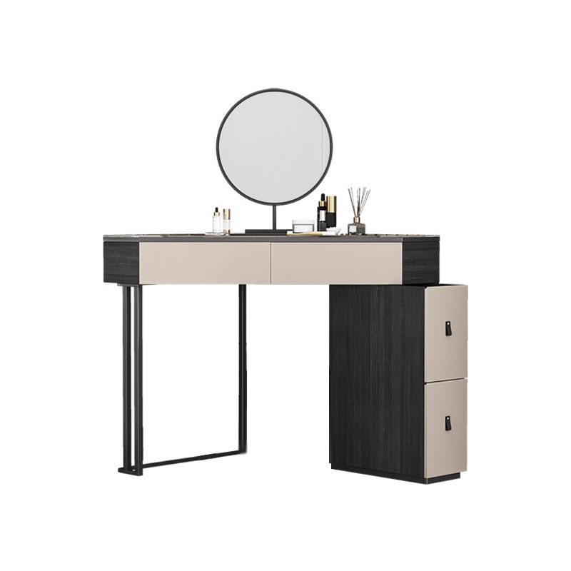Black Modern Vanity Wood Mirrored Makeup Dressing Table Stool Set Clearhalo 'Bedroom Furniture' 'furn' 'furn_makeup_vanities' 'Furniture' 'Makeup Vanities' 'makeup_vanities' 1200x1200_28d7d60f-e84d-4d98-98ce-d277075e2bf6