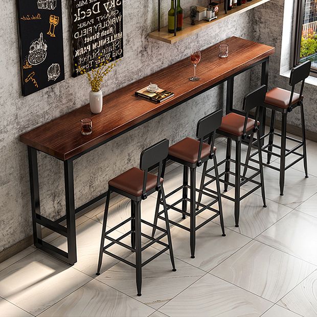 Rectangle Wood Bar Table Contemporary Bar Dining Table with Trestle Base Clearhalo 'Bar Furniture' 'Bar Tables' 'bar_tables' 'furn' 'furn_bar_tables' 'Furniture' 'furniture_bar_tables' 'Kitchen & Dining Furniture' 1200x1200_28d8733f-b42e-4558-b888-60dacf784575