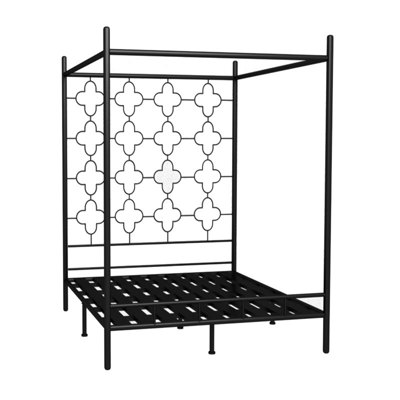 Metal Four Poster Bed con cabecera de marco abierto, cama estándar glamorosa