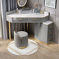 Glam Dressing Table Stool Set with Drawers, Slate Top Makeup Vanity Set