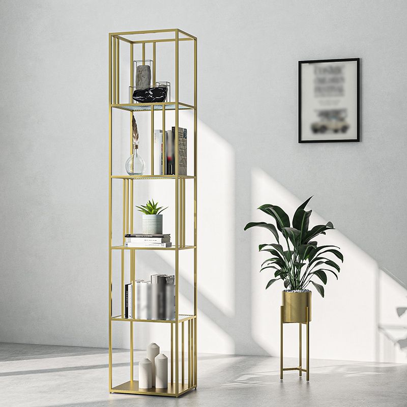 4-Shelf Modern Open Etagere Bookshelf with Iron Frame Glass Shelf Clearhalo 'Bookcases' 'Furniture' 'furniture_bookcases' 'kitchen' 'kitchen_bookcases' 'Living Room Furniture' 'Office Furniture' 1200x1200_28dc55a2-5002-4805-8344-6aff21543b04