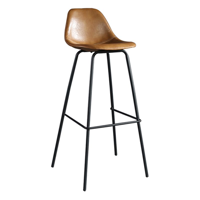 Modern Faux Leather Low Back Bucket Bar Stools with Metal Base Clearhalo 'Bar Furniture' 'Bar Stools' 'bar_stools' 'furn' 'furn_bar_stools' 'Furniture' 'Kitchen & Dining Furniture' 1200x1200_28df2886-badb-4eb7-966d-88266f1ff8a4