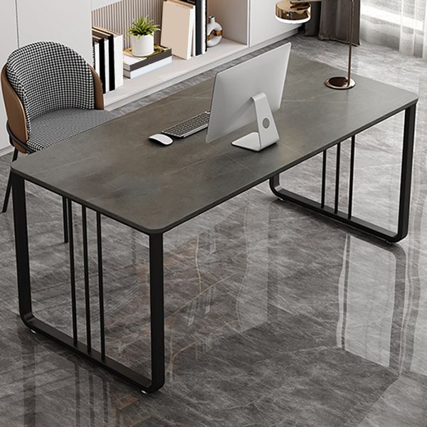 Rectangular Shaped Office Desk 2 Legs Writing Desk in Grey/White for Office Clearhalo 'furn' 'furn_office_desk' 'Furniture' 'Office Desks' 'Office Furniture' 'office_desk' 1200x1200_28df3984-8054-4e80-8fb3-ee4200ad6f7e