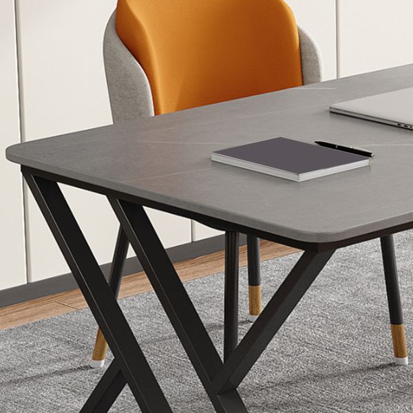 オフィス用の現代的な石造りのデスク曲線灰色のライティングデスク