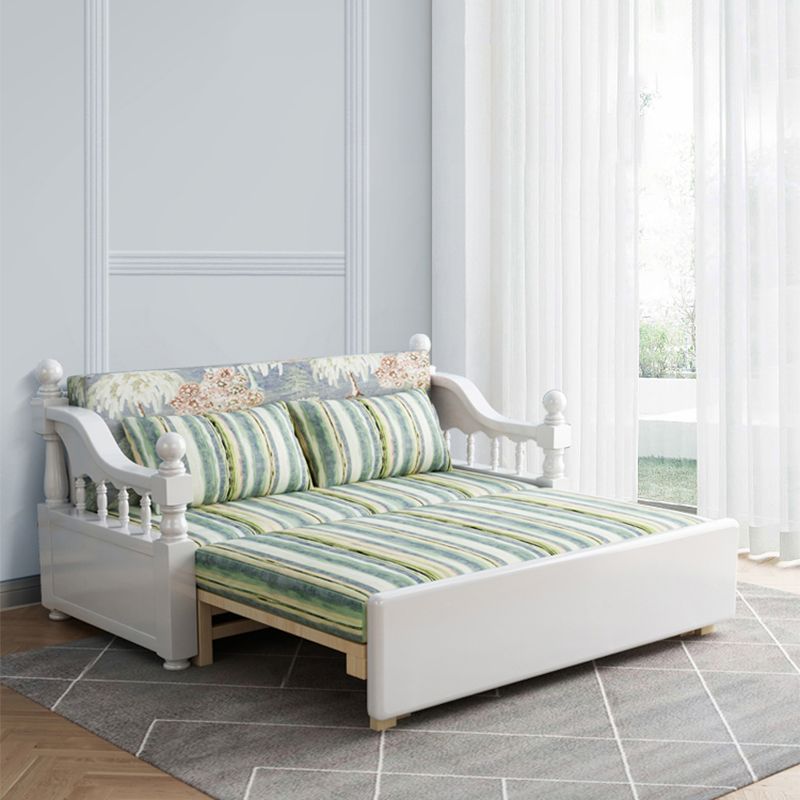 現代的な折りたたみ式寝台ソファ緑色のリネンソファベッドと布張り