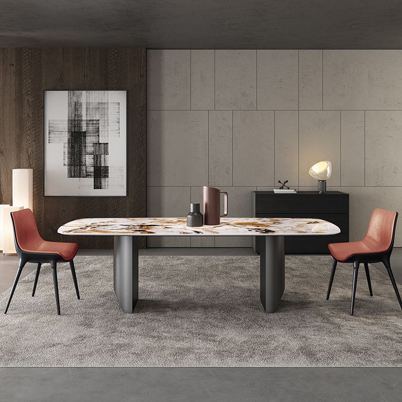 Contemporary Sintered Stone Table Rectangle Table Set 1/3/4/5 Pieces Dining Set Clearhalo 'Dining Room Sets' 'Dining Tables & Seating' 'dining_room_set' 'furn' 'furn_dining_room_set' 'Furniture' 'Kitchen & Dining Furniture' 1200x1200_28e23040-82a9-494c-8c19-e593ede1ff39