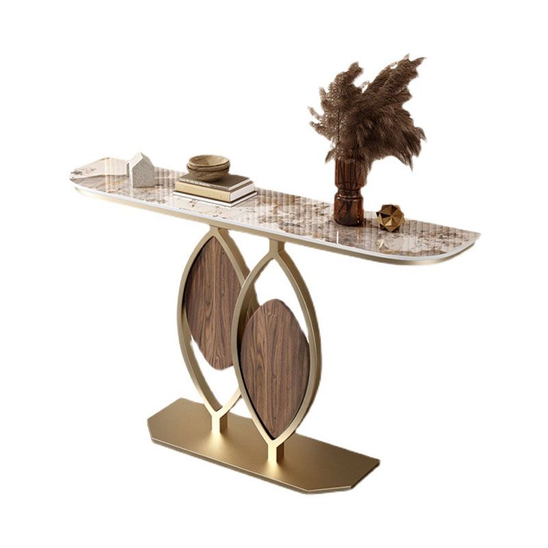 Glam Iron Console Sofa Tafel Half Moon Stone Console Accent Table voor Hall